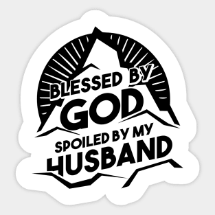 'Blessed  By God Spoiled By Husband' Christians Cross Sticker